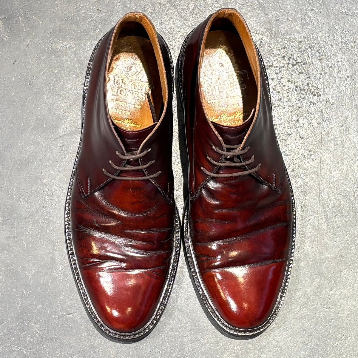 【CROCKETT&JONES】クロケット&ジョーンズ ドーセット チャッカブーツ ガラスレザー バーガンディ サイズUK6.5E