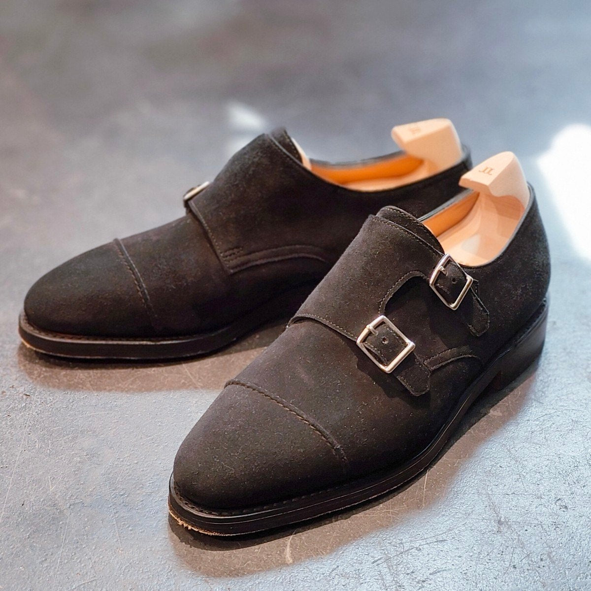 使用数回 【JOHN LOBB】ジョンロブ ウィリアム ダブルモンク スエード サイズ UK5.5E 9795ラスト 定価¥237,600-