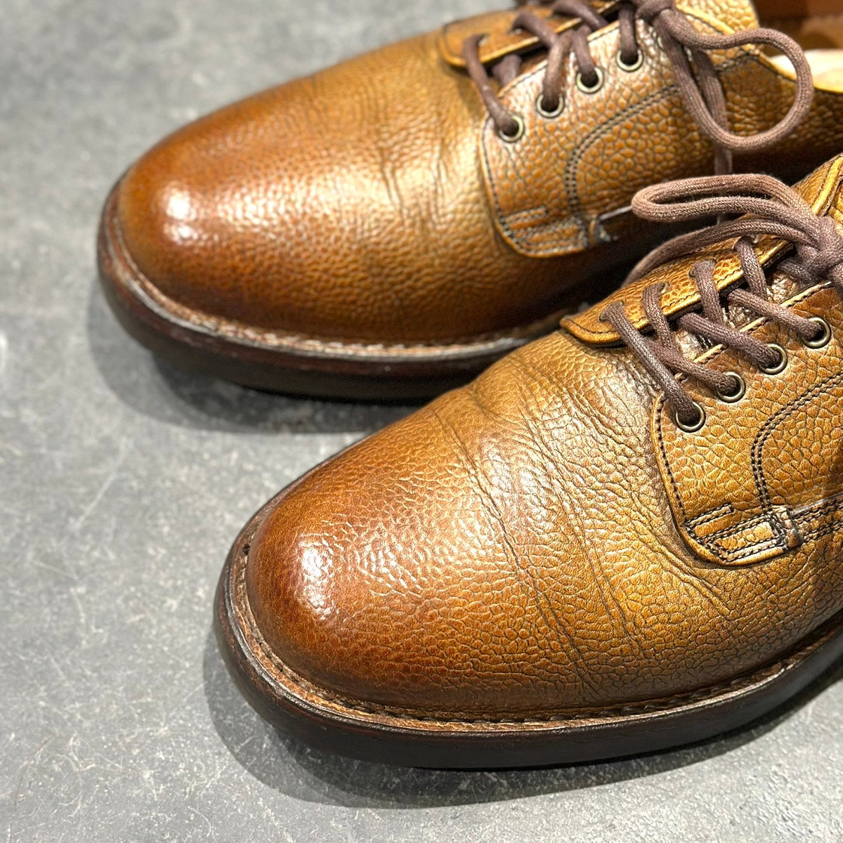 美品【JOSEPH CHEANEY】ジョセフチーニー ストアシー プレーントゥ グレインレザー ブラウン サイズUK6.5