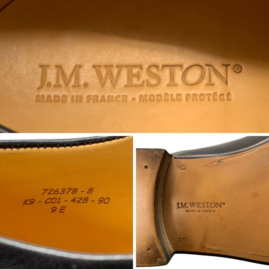 【J.M.WESTON】ジェイエムウエストン 428 スエードシューズ カーフ ブラック(黒) サイズ 9 ラスト