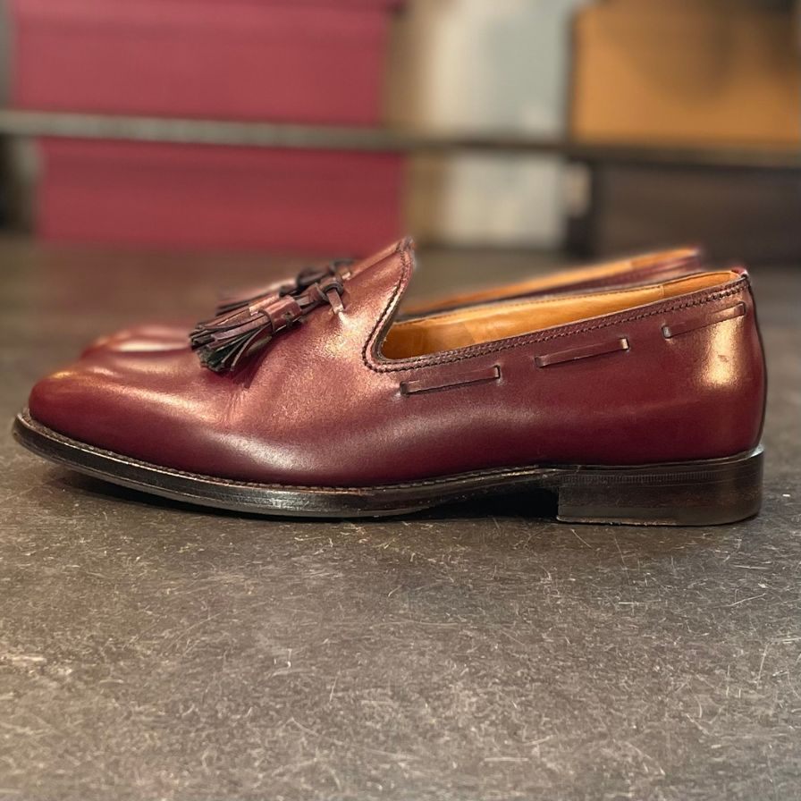 極美品【F.LLI GIACOMETTI】フラテッリ ジャコメッティ タッセルローファー バーガンディ サイズ 40.5