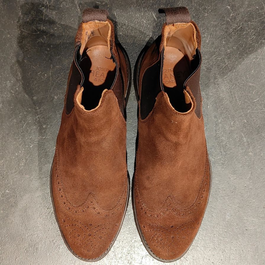 使用数回 【JOSEPH CHEANEY】ジョセフチーニー リージェント サイドゴアブーツ スエード ブラウン サイズUK5.5 参考定価¥97,900-