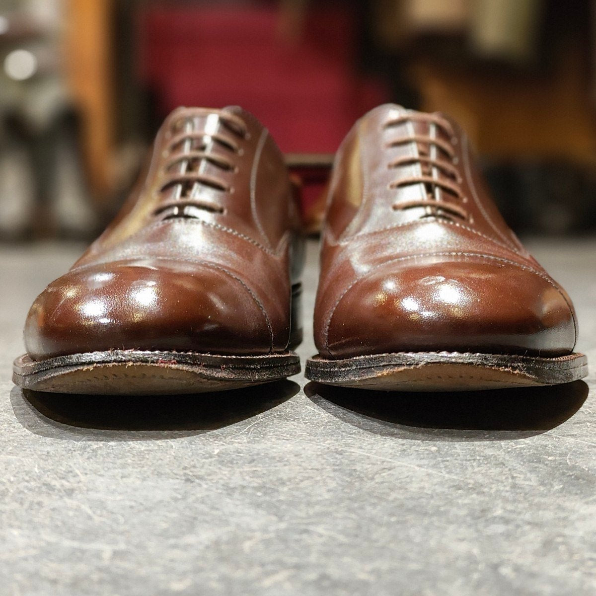 美品【J.M.WESTON】ジェイエムウエストン 300 旧ロゴ ストレートチップ カーフ チョコレート UK6D 11ラスト 参考定価¥165,000-