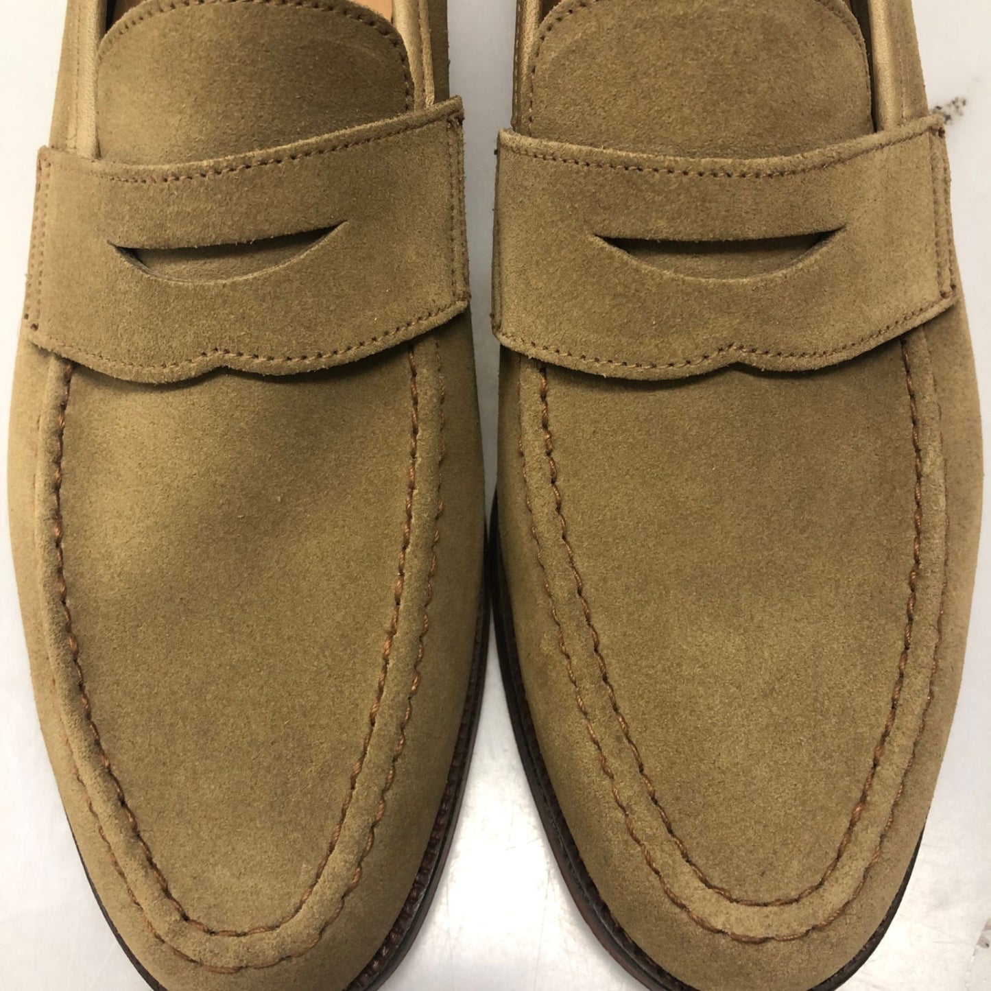 試着程度【CROCKETT&JONES】クロケット&ジョーンズ カムデン ローファー スエード ベージュ サイズ 5.5E