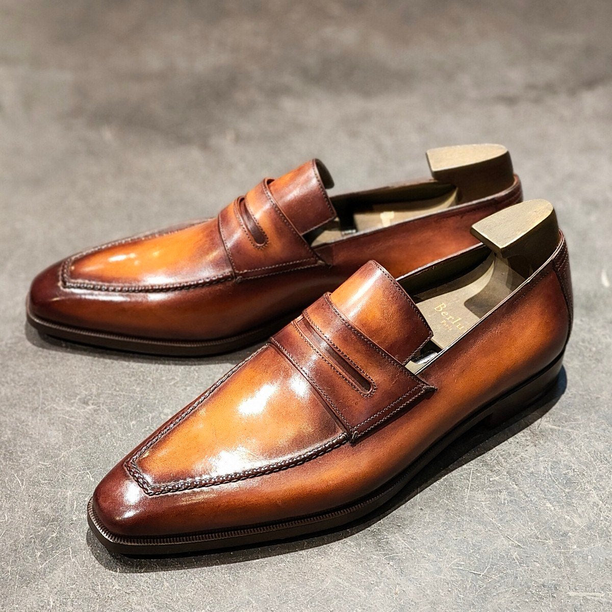 新品未使用 【BERLUTI】ベルルッティ アンディ ローファー カーフ パティーヌ ブラウン サイズ UK9