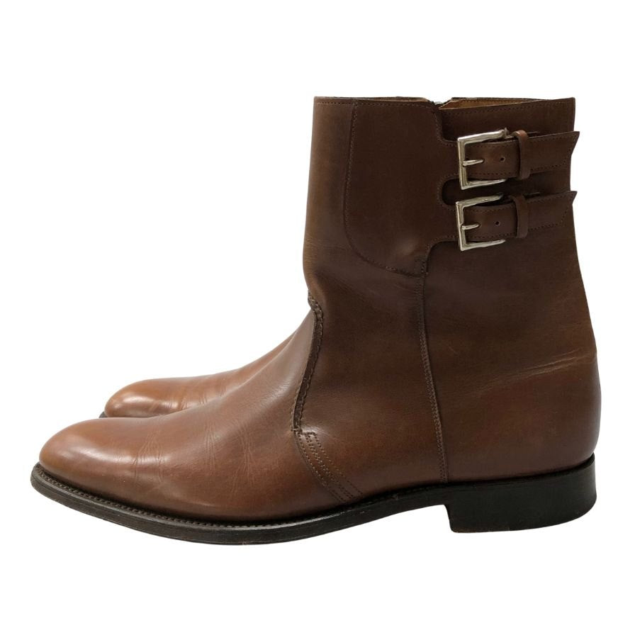 希少【JOHN LOBB】ジョンロブ ウーバン ダブルサイドバックルジップブーツ カーフ ブラウン サイズUK8D 1105Bラスト