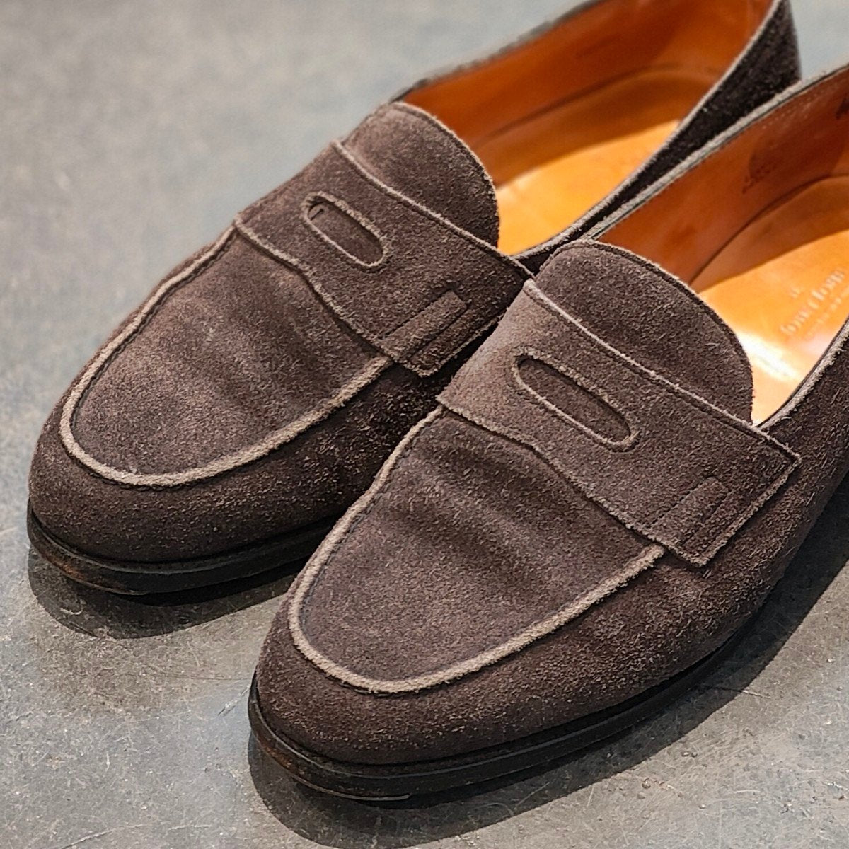 【JOHN LOBB】ジョンロブ ロペス ローファー スエード グレー サイズ UK6E 4395ラスト 参考定価¥269,500-