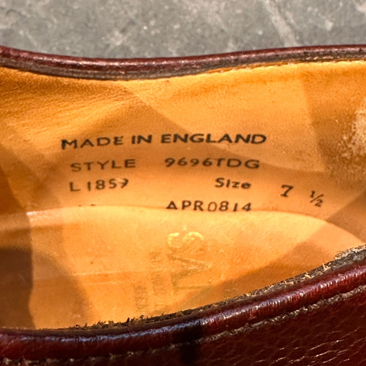 【SANDERS】サンダース 9696TDG プレーントゥ 内羽根 グレインレザー バーガンディ サイズUK7.5