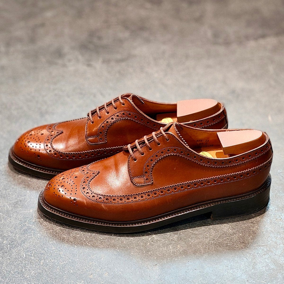 希少 美品 【J.M.WESTON】ジェイエムウエストン 576 ロングウイングチップ 旧旧ロゴ カーフ タンブラウン サイズ UK6.5C 22ラスト
