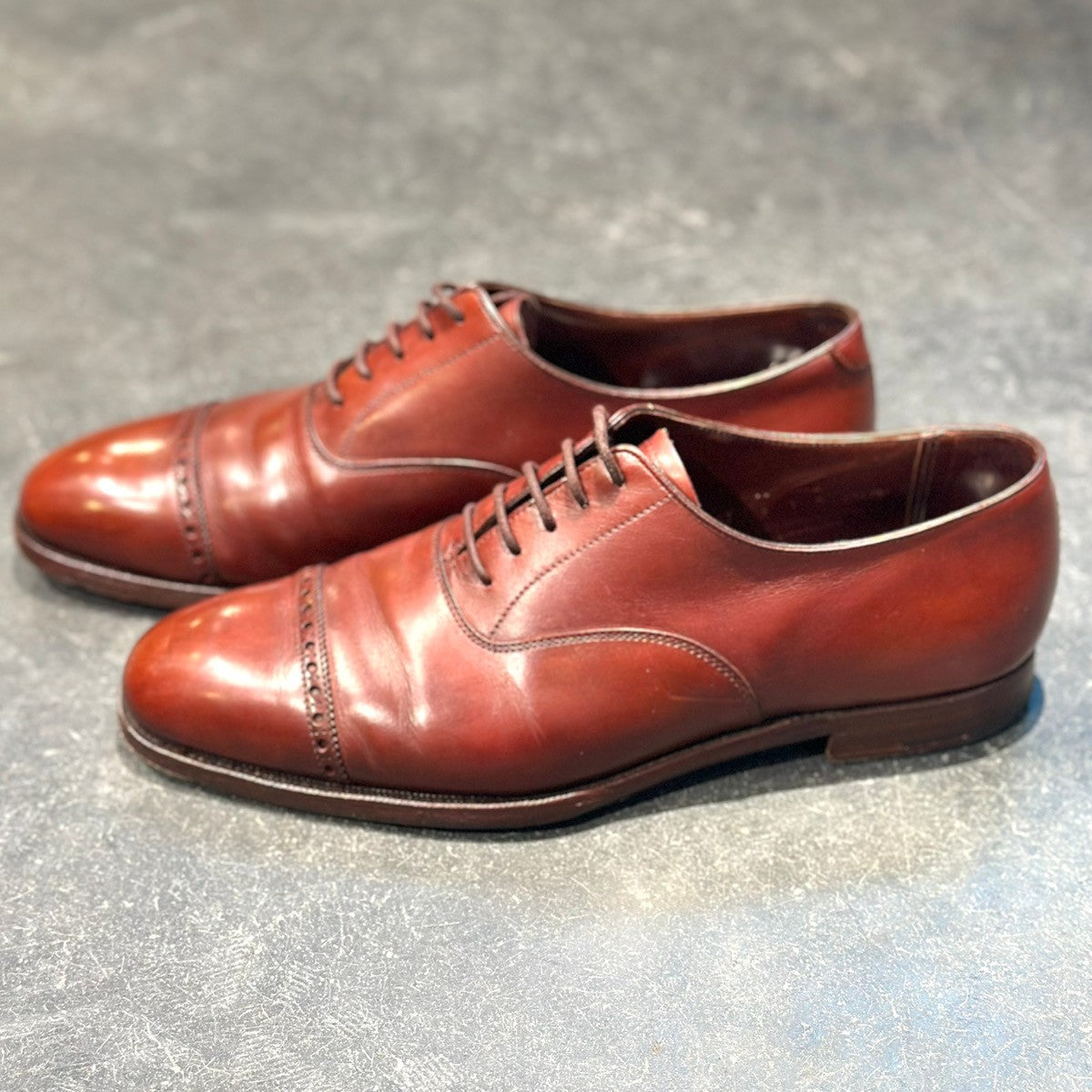 極美品【CROCKETT&JONES】クロケット&ジョーンズ ベルグレイプ パンチドキャップトゥ カーフ ブラウン サイズUK6D 337ラスト