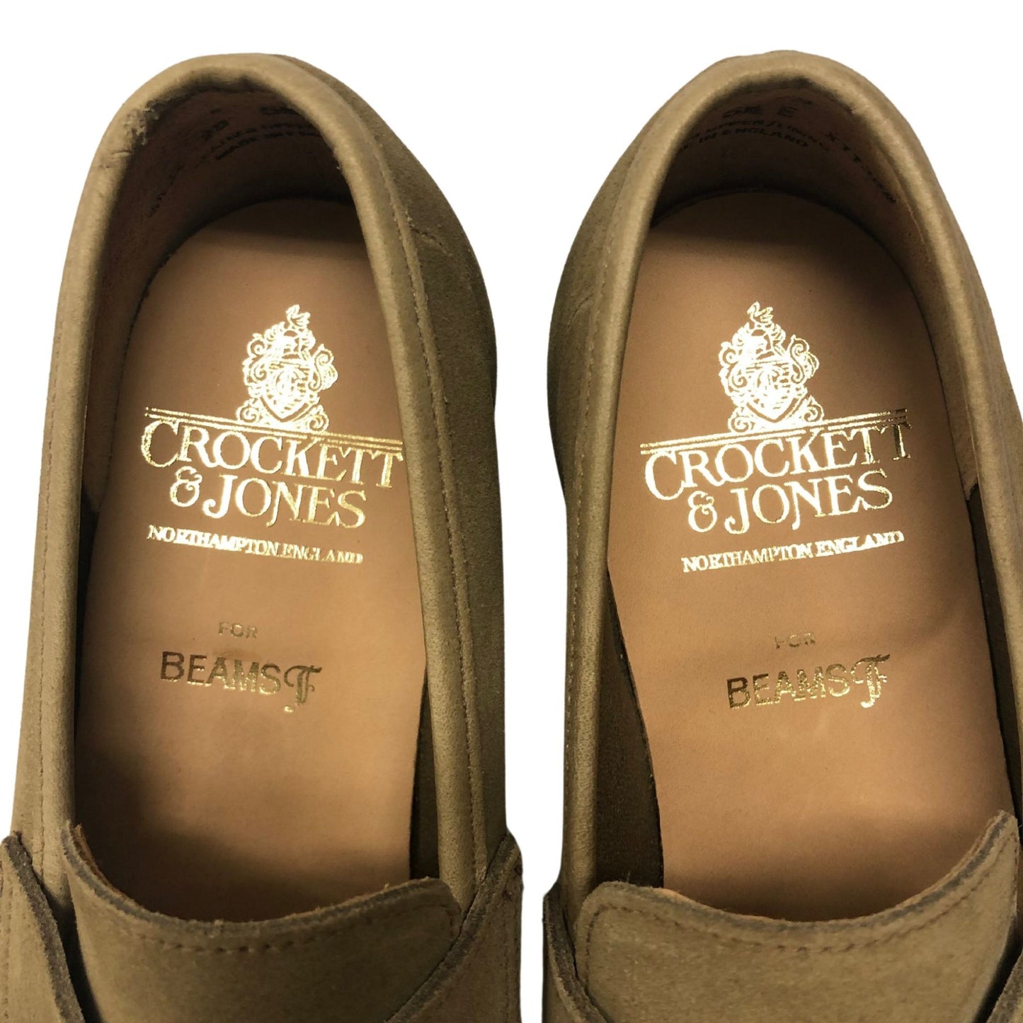 試着程度【CROCKETT&JONES】クロケット&ジョーンズ カムデン ローファー スエード ベージュ サイズ 5.5E