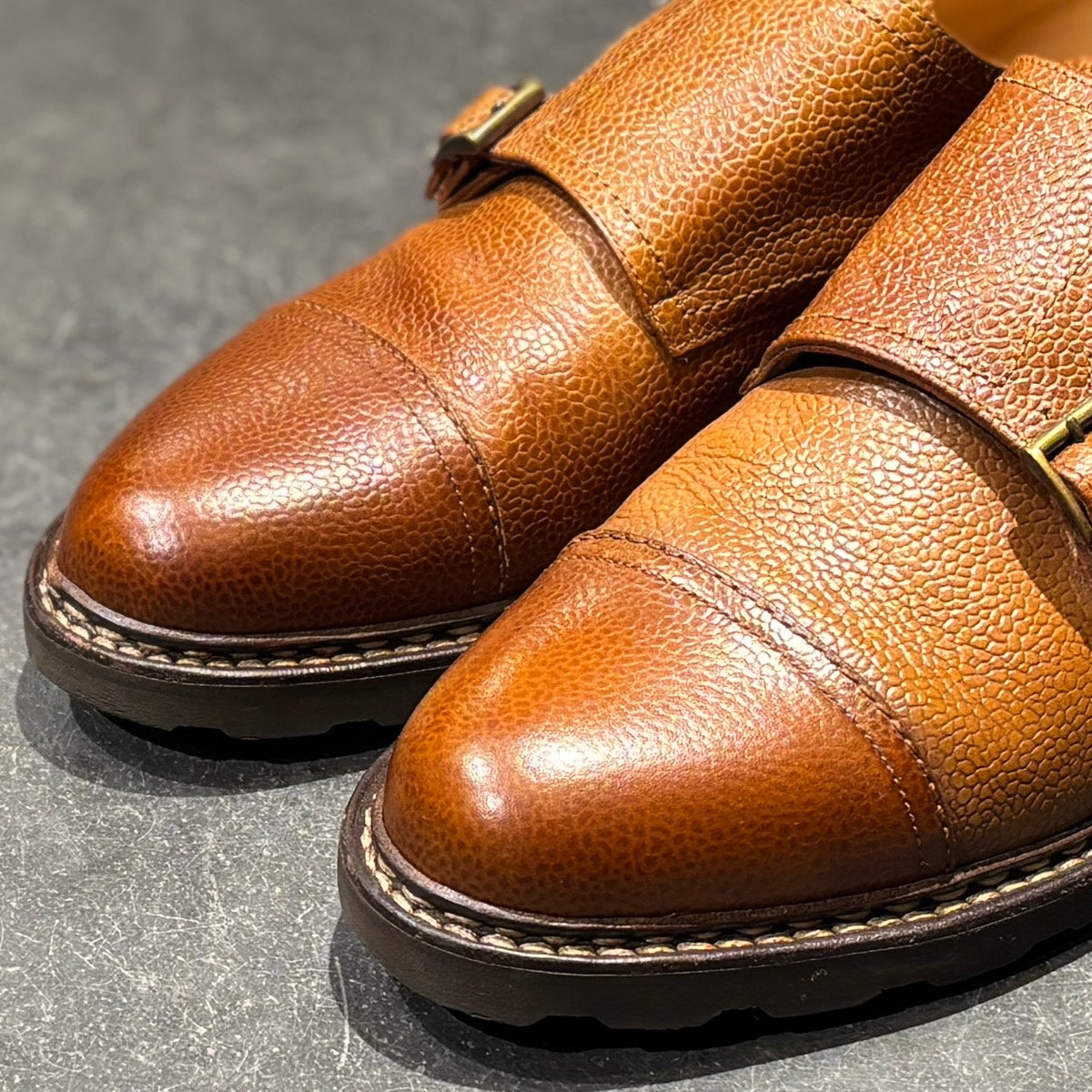 【Paraboot】パラブーツ レザーシューズ ウィリアム ダブルモンク グレインレザー ブラウン サイズ UK7.5