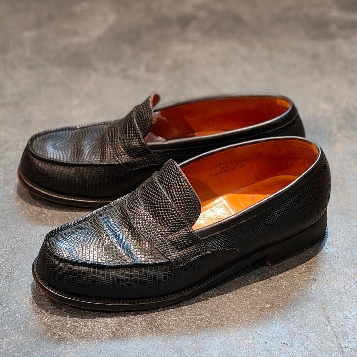 希少 【J.M.WESTON 】ジェイエムウエストン180 シグニチャーローファー リザード 旧旧旧ロゴ ブラック サイズUK5C 41ラスト 参考定価¥363,000-