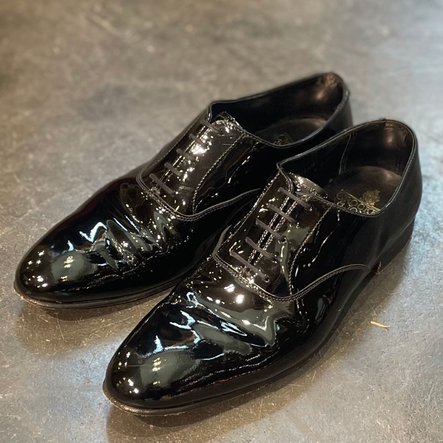 【CROCKETT&JONES】クロケット&ジョーンズ チャーム プレーントゥ パテントレザー ブラック サイズ UK8E 341ラスト