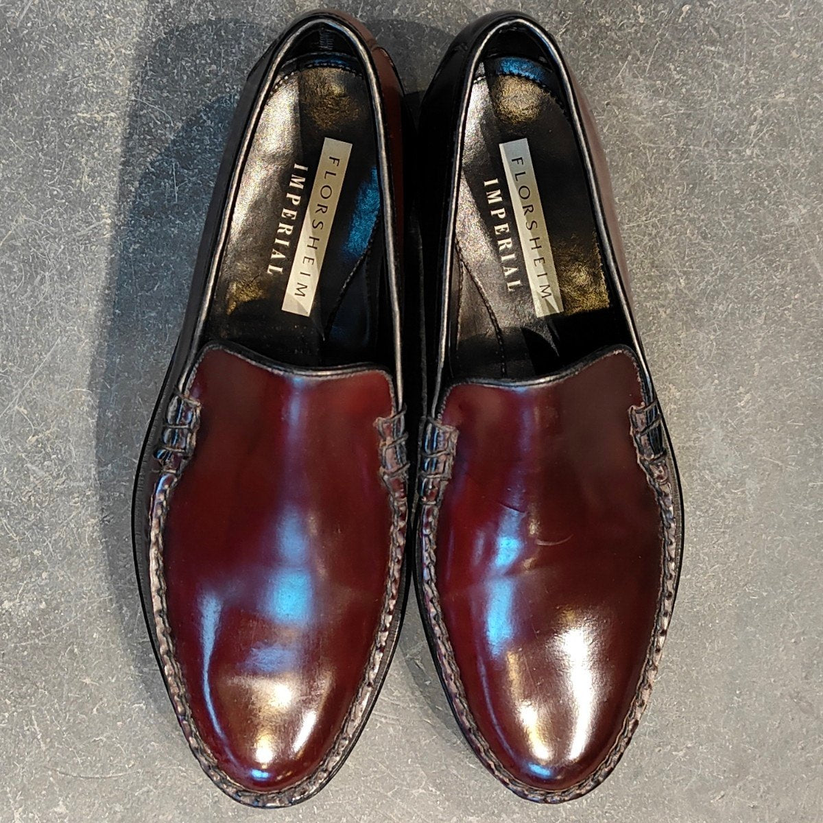希少 使用数回【FLORSHEIM】フローシャイム YUMA コブラヴァンプ ローファー コードバン バーガンディ USA製 サイズ US8