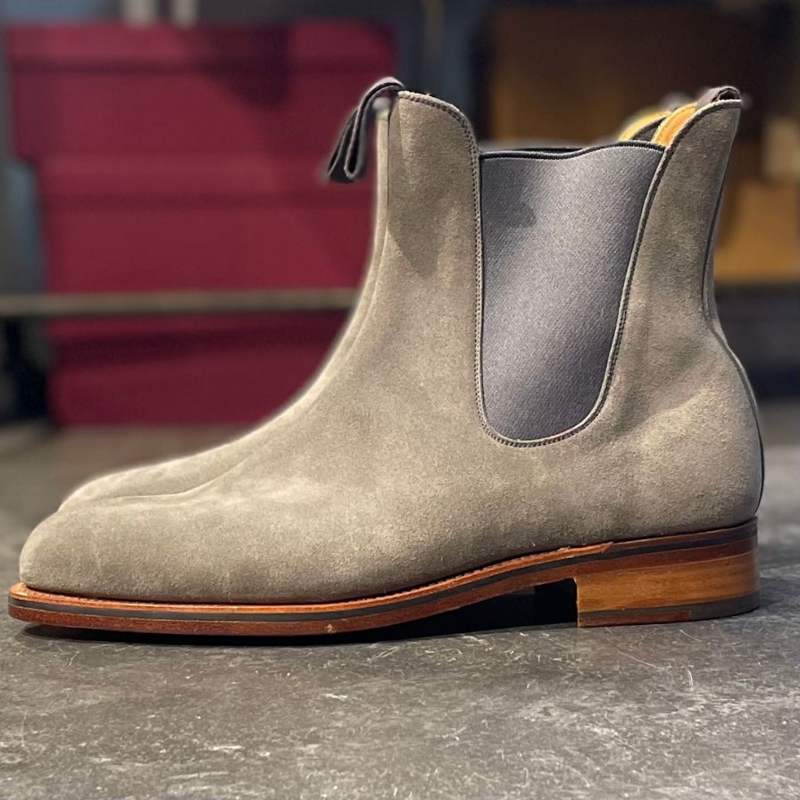 極美品【J.M.WESTON】ジェイエムウエストン 705 チェルシーブーツ スエード グレー サイズ 9D 39ラスト