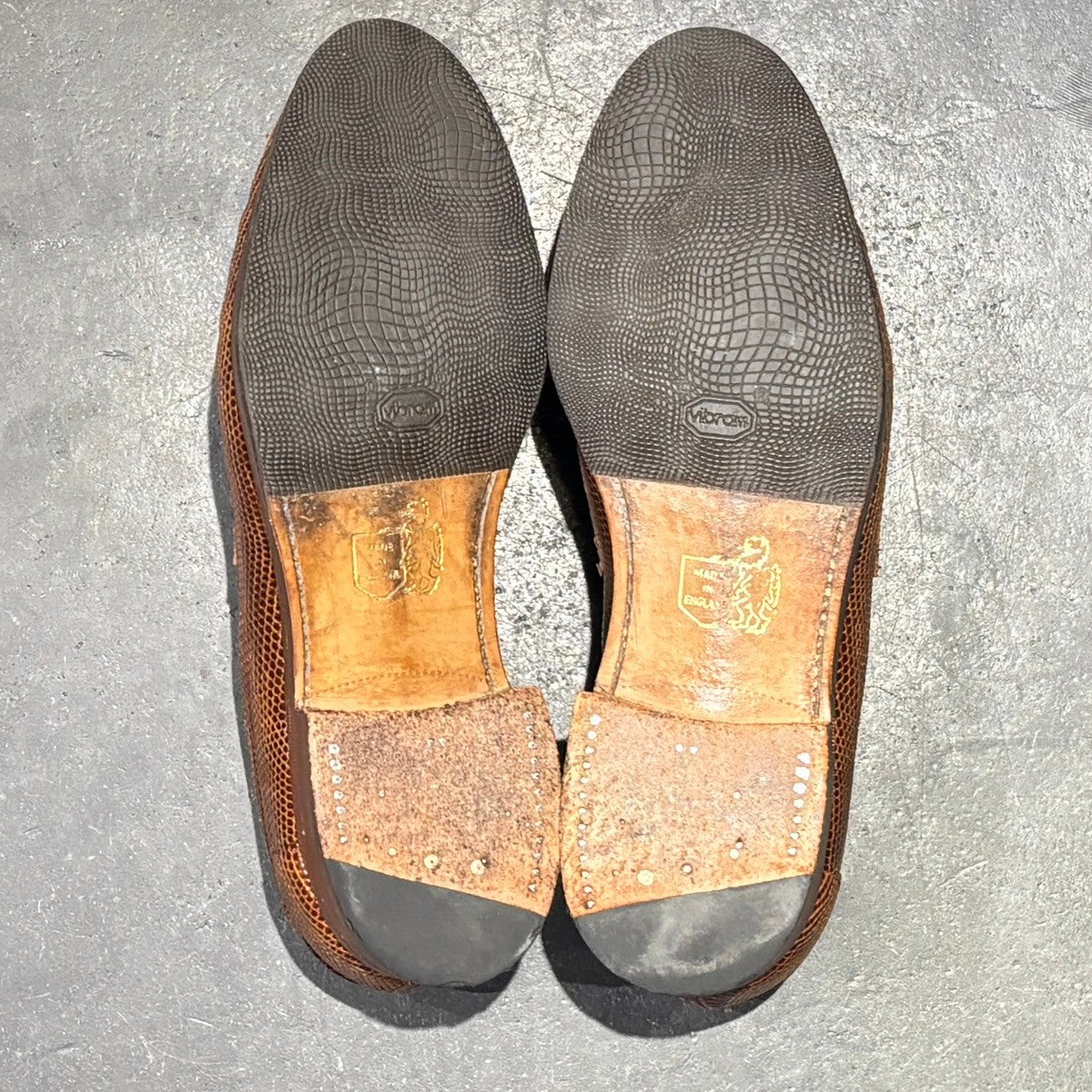 【GRENSON】グレンソン コインローファー 6147/12 70~80年代 リザード ブラウン サイズ UK8.5E
