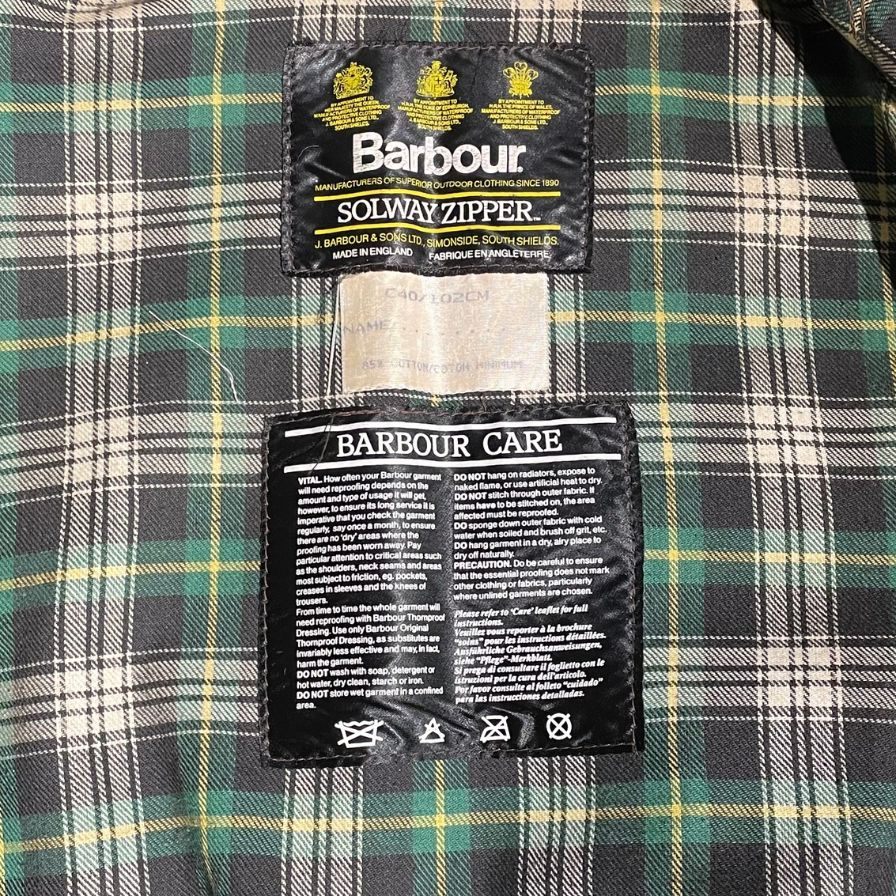 【Barbour】バブアー ソルウェイジッパー 3ワラント ブラウン系 サイズ40 ※A259パイルライナー付