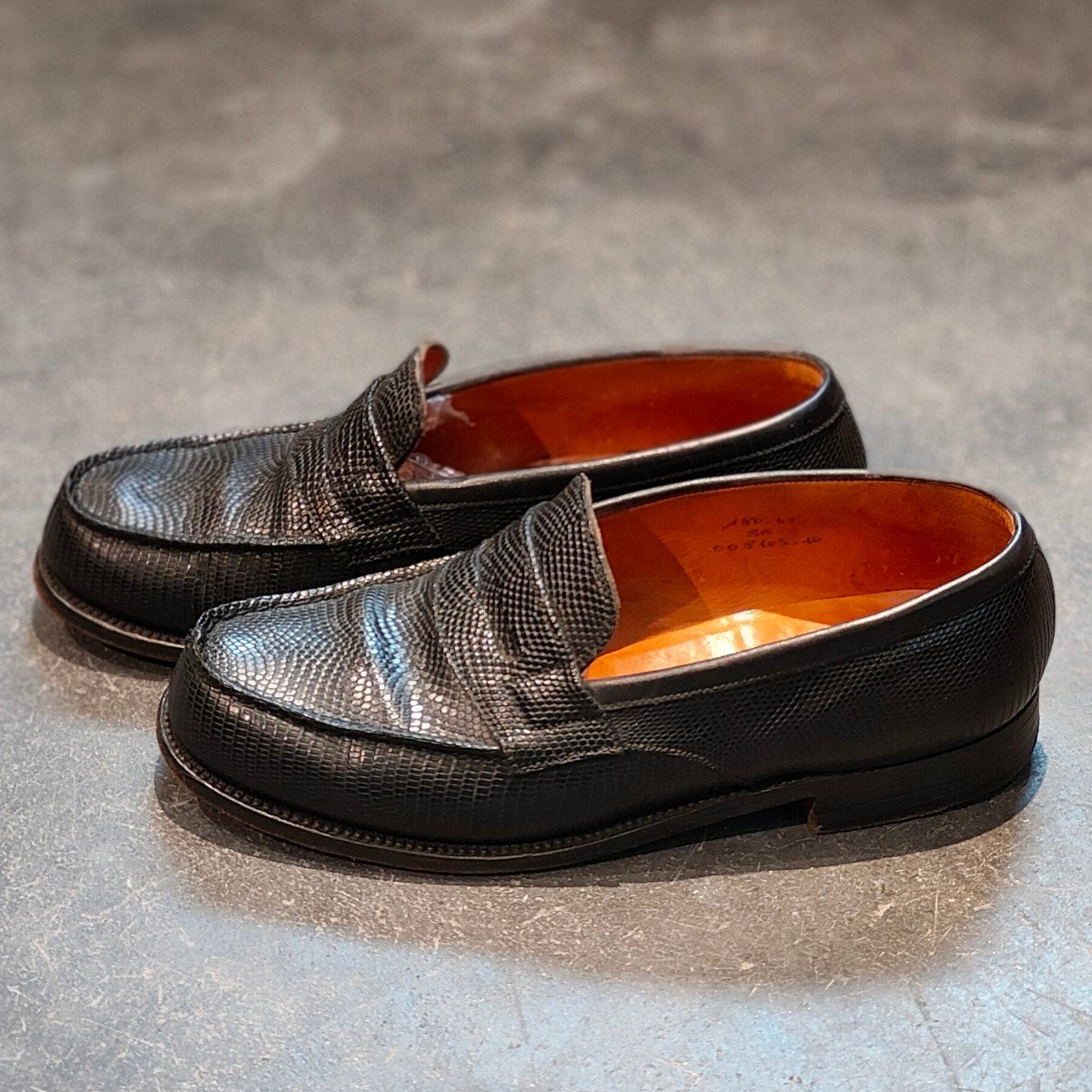 希少 【J.M.WESTON 】ジェイエムウエストン180 シグニチャーローファー リザード 旧旧旧ロゴ ブラック サイズUK5C 41ラスト 参考定価¥363,000-