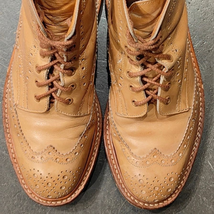 【Tricker’s】トリッカーズ モールトン ブーツ カーフ ベージュ サイズ UK8 参考定価¥132,000-