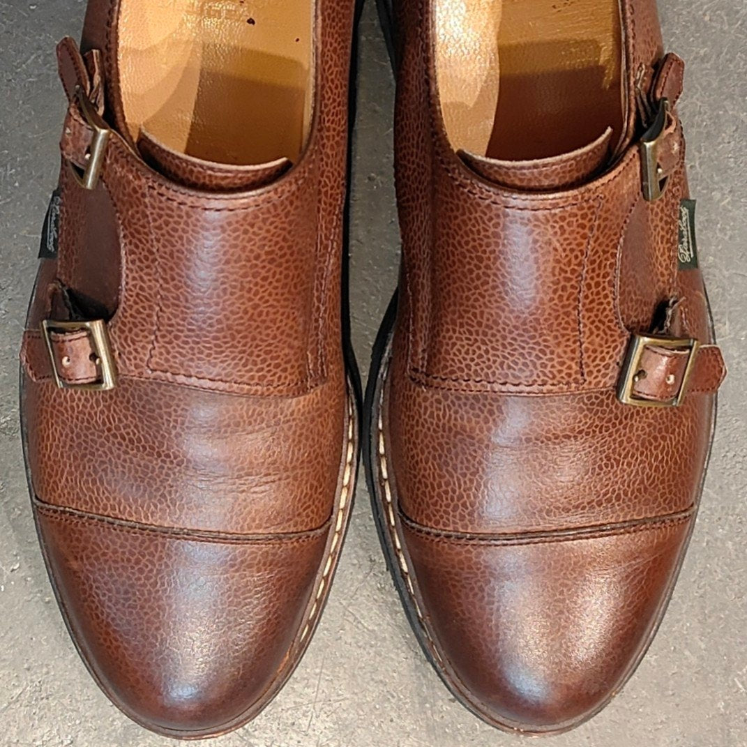 美品 【Paraboot】パラブーツ ウィリアム ダブルモンク グレインレザー ダークブラウン サイズ UK7 参考定価¥101,200-
