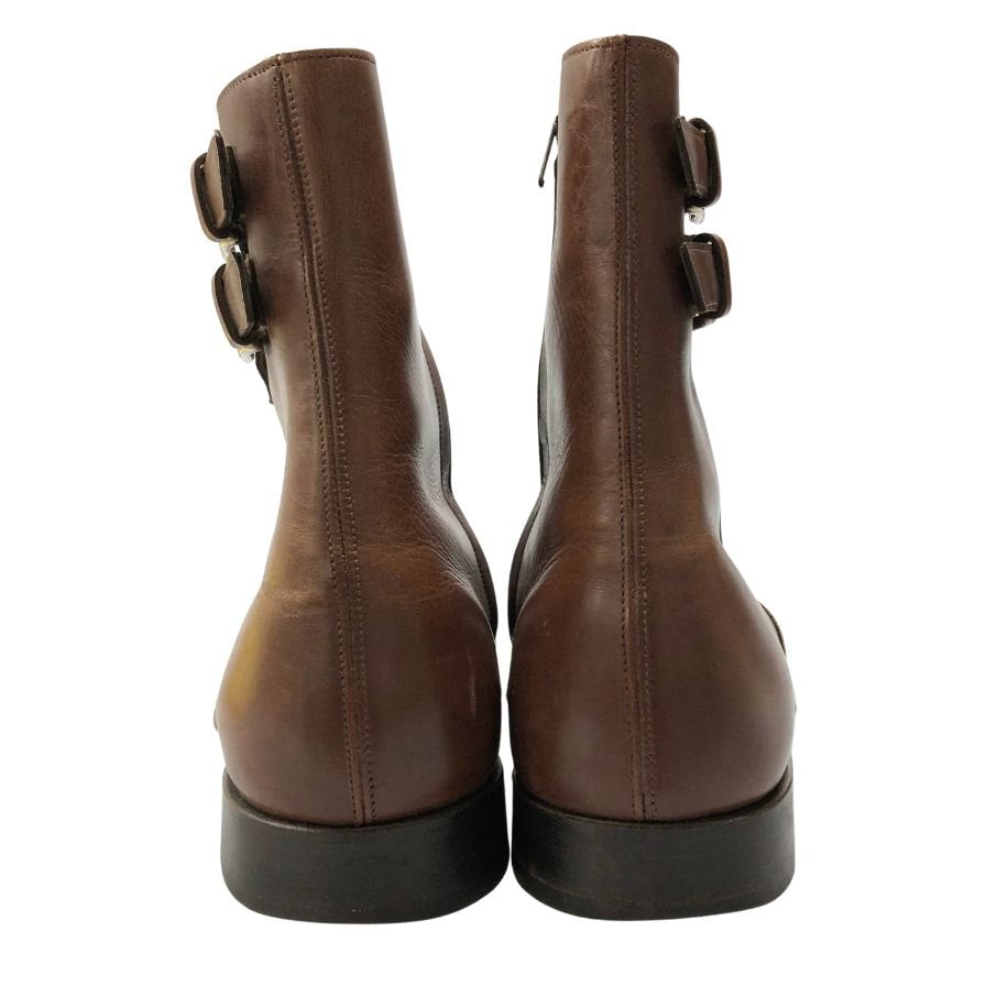 希少【JOHN LOBB】ジョンロブ ウーバン ダブルサイドバックルジップブーツ カーフ ブラウン サイズUK8D 1105Bラスト