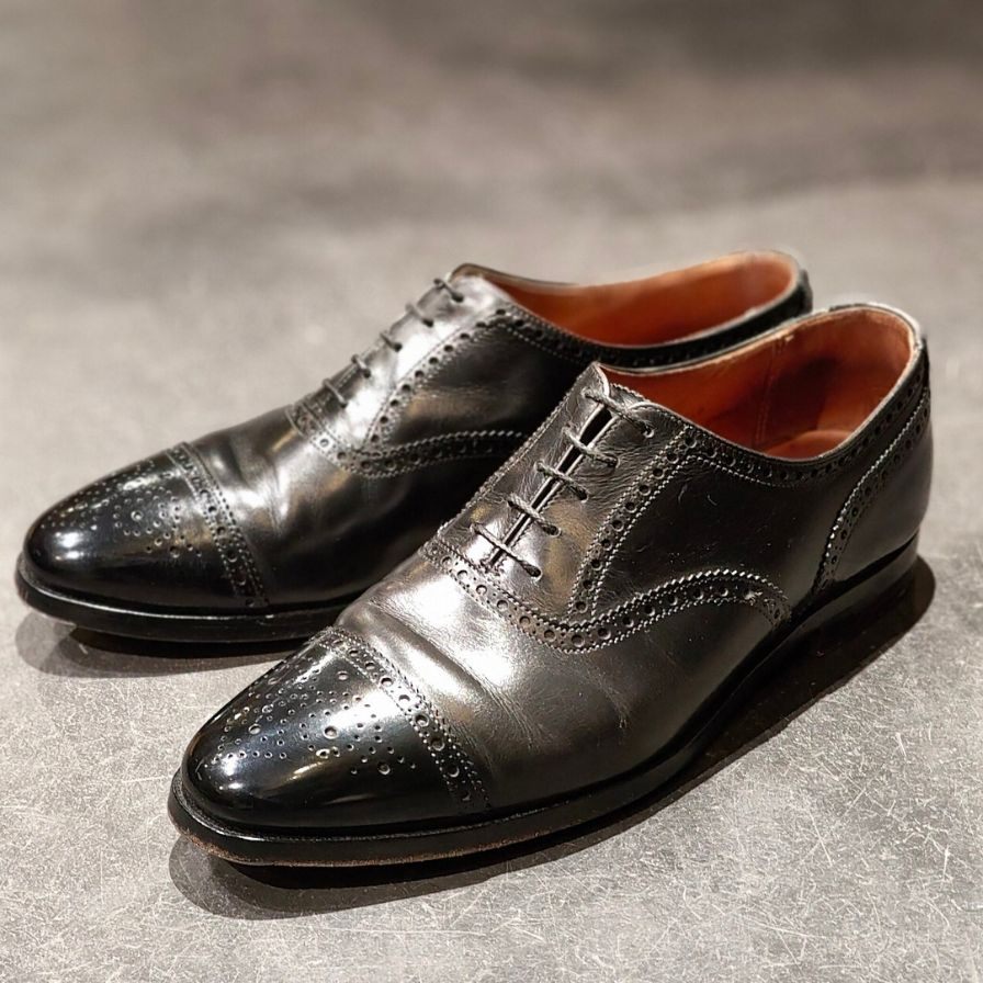 【CROCKETT&JONES】クロケット&ジョーンズ ウエストフィールド セミブローグ カーフ ブラック サイズ8E 341ラスト参考定価¥137,500-