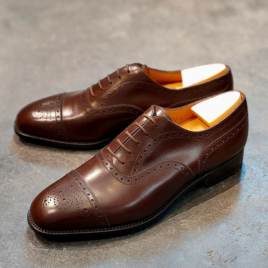 希少 新品未使用【J.M.WESTON】ジェイエムウエストン 310 セミブローグ ボックスカーフ ダークブラウン サイズUK9.5E 11ラスト