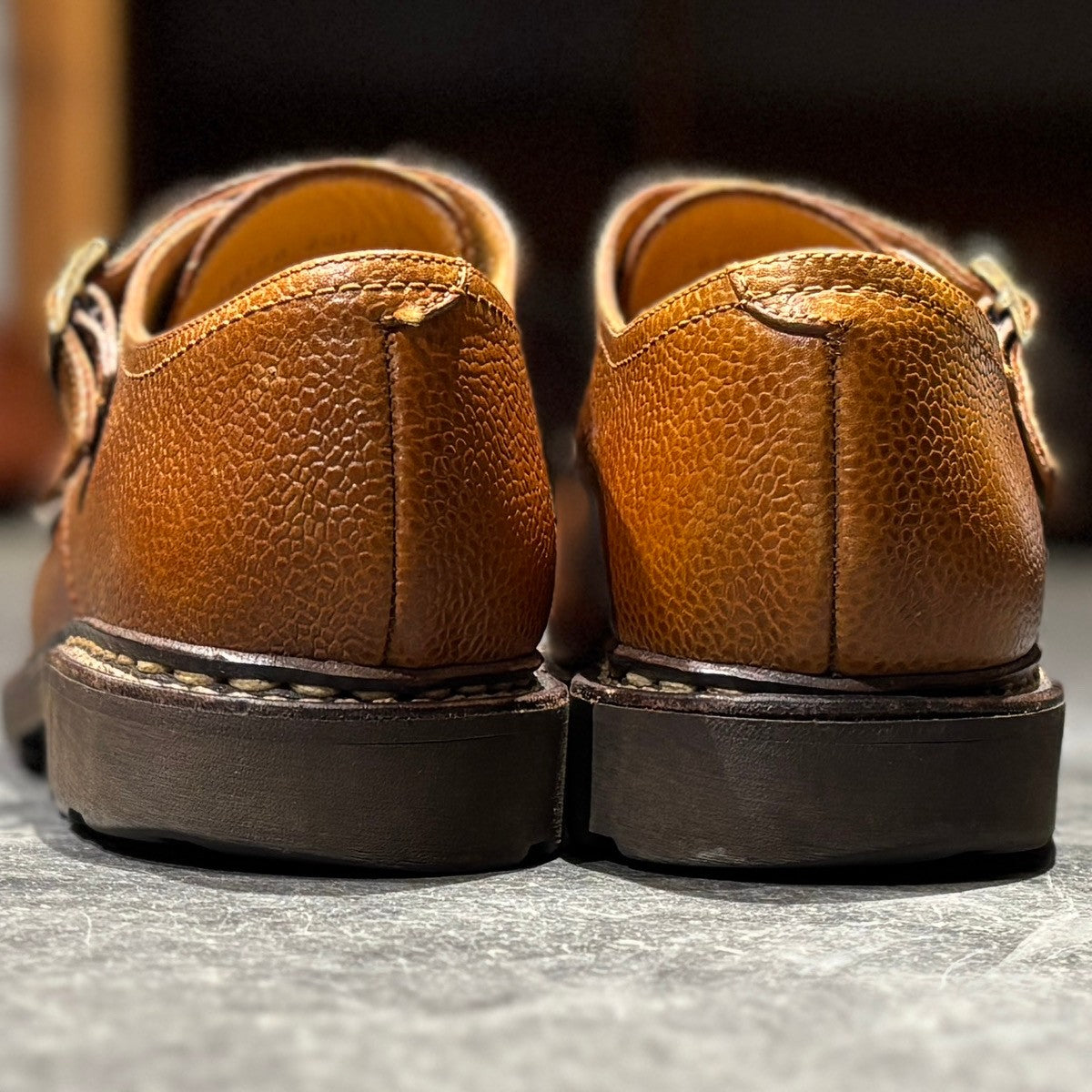 【Paraboot】パラブーツ レザーシューズ ウィリアム ダブルモンク グレインレザー ブラウン サイズ UK7.5