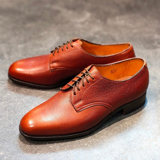 希少 新品未使用 【EDWARD GREEN】エドワードグリーン MADEBYロゴ旧工場製 プレーントゥ グレインレザー ブラウン サイズUK8D 33ラスト