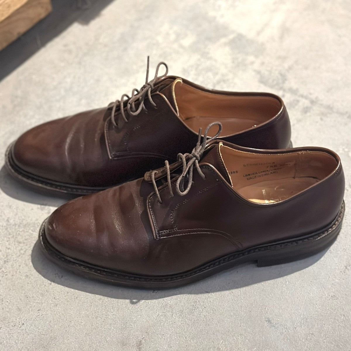 【CROCKETT&JONES】クロケット&ジョーンズ セッジムーア 外羽根 プレーントゥ カーフ ブラウン サイズ7.5E 378ラスト