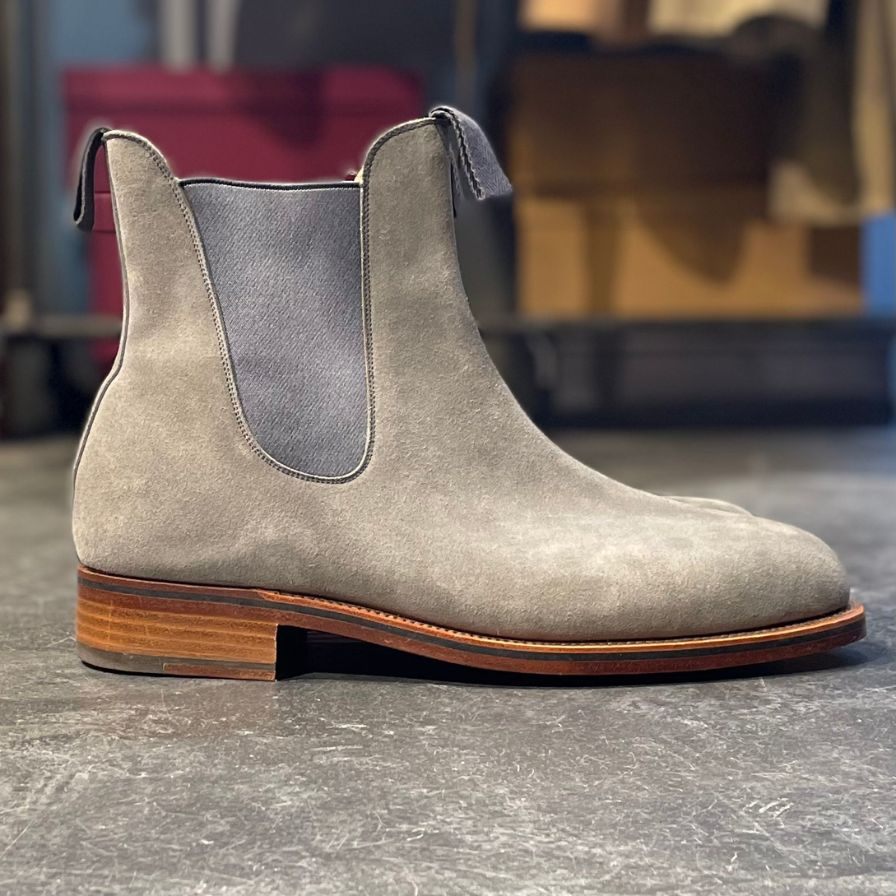極美品【J.M.WESTON】ジェイエムウエストン 705 チェルシーブーツ スエード グレー サイズ 9D 39ラスト