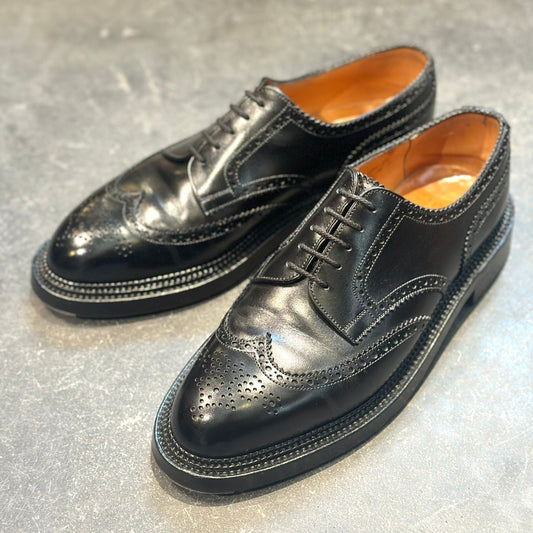 極美品【J.M.WESTON】ジェイエムウエストン ウイングチップ 590 トリプルソールダービー カーフ ブラック サイズ8C 22ラスト