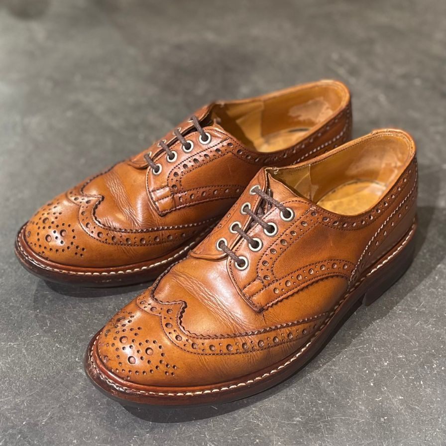 【Tricker's】トリッカーズ M5633 ウイングチップ カーフ ブラウン サイズ UK8 ※使用感強