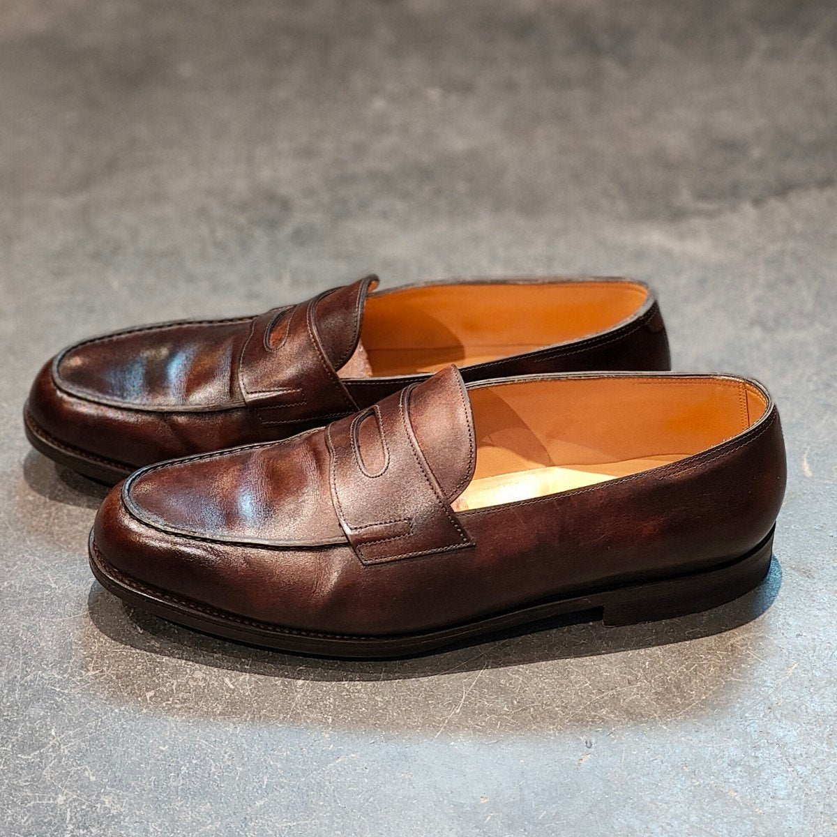 使用数回 【JOHN LOBB】ジョンロブ ロペス ローファー ミュージアムカーフ ダークブラウン サイズ UK9E 4395ラスト 参考定価¥269,500-