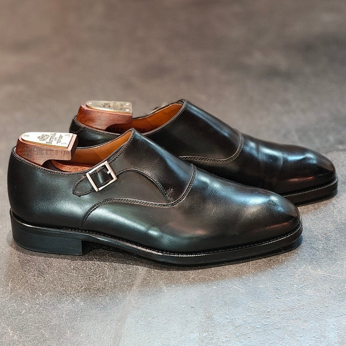 使用数回 【Berwick】バーウィック 5292 シングルモンク ブラック サイズUK5.5 参考定価¥39,600-
