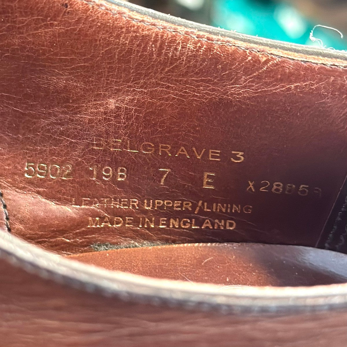 極美品【CROCKETT&JONES】クロケット&ジョーンズ ベルグレイプ3 パンチドキャップトゥ カーフ ダークブラウン サイズUK7E 367ラスト