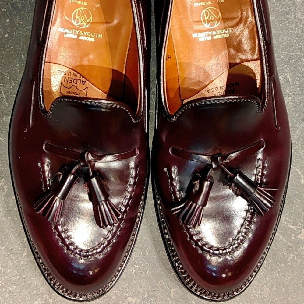 希少 極美品 【ALDEN】オールデン ビューティ&ユース別注 3770 タッセルローファー コードバン ダークバーガンディ サイズUS8D アバディーンラスト
