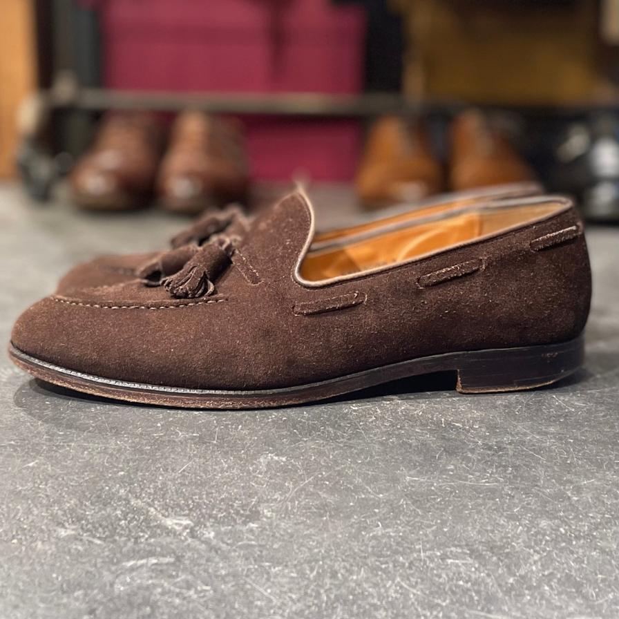 【CROCKETT&JONES】クロケット&ジョーンズ キャベンディッシ3 タッセルローファー スエード ブラウン サイズ UK8E
