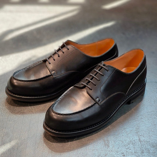 使用数回 【J.M.WESTON】ジェイエムウエストン 現行ロゴ 641 ゴルフ Uチップ ボックスカーフ ブラック サイズ UK7.5D 31ラスト 定価¥168,300-