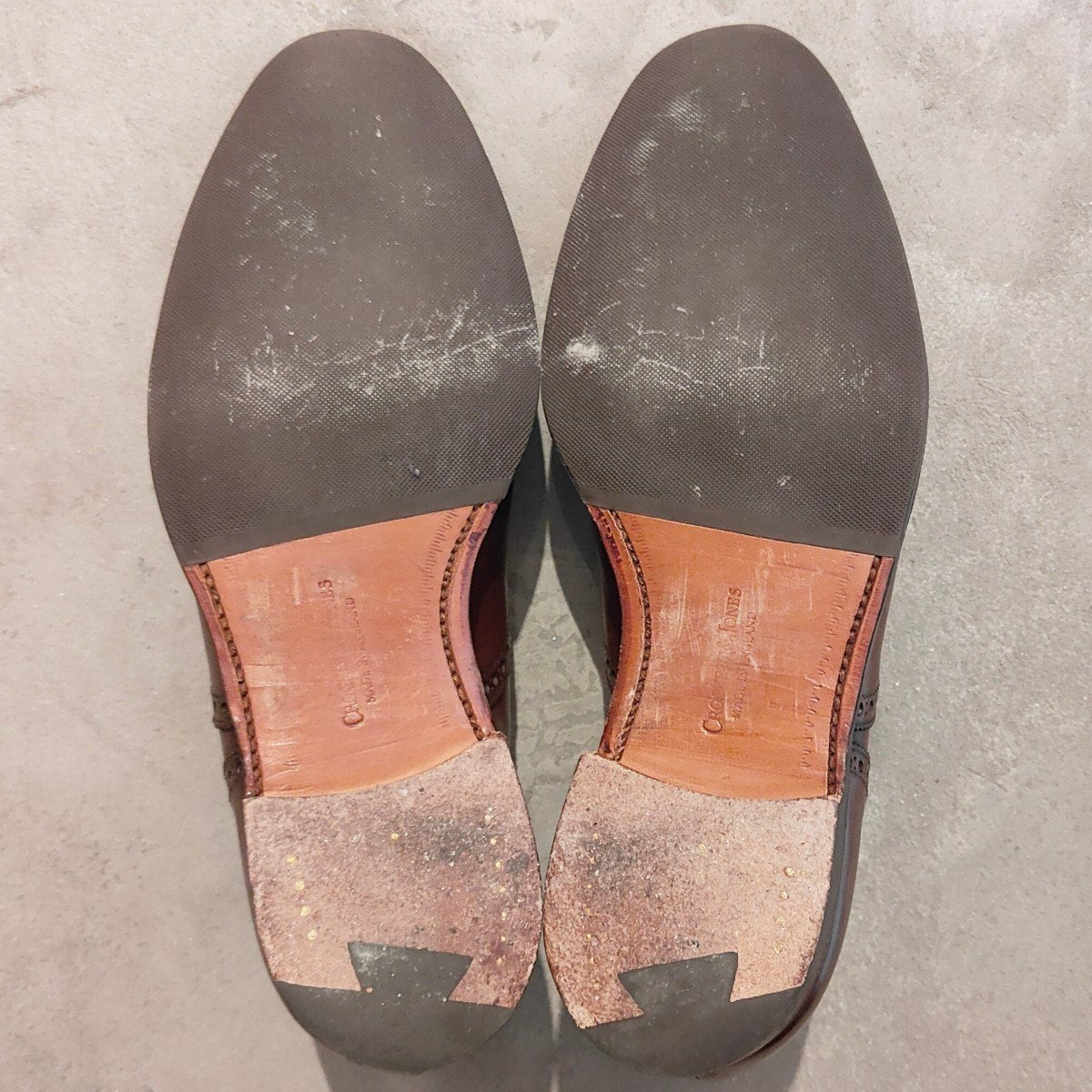 美品【CROCKETT&JONES】クロケット&ジョーンズ コベントリー セミブローグ バーニッシュカーフ ブラウン サイズUk6E 341ラスト