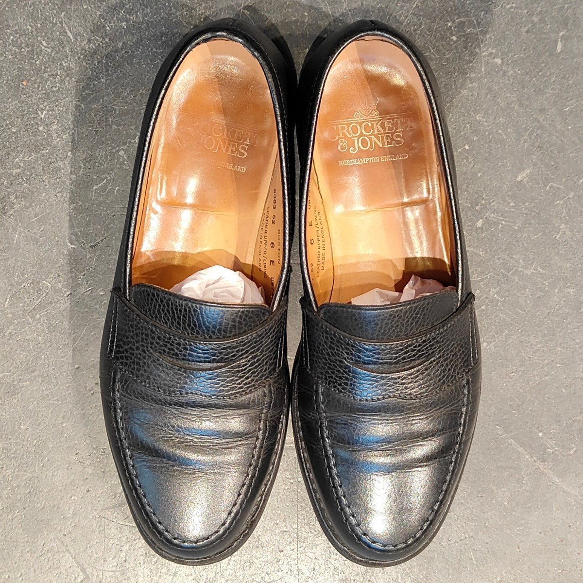 美品 【Crockett&Jones】クロケット&ジョーンズ ボストン ローファー グレインレザー ブラック サイズUK6E 314ラスト