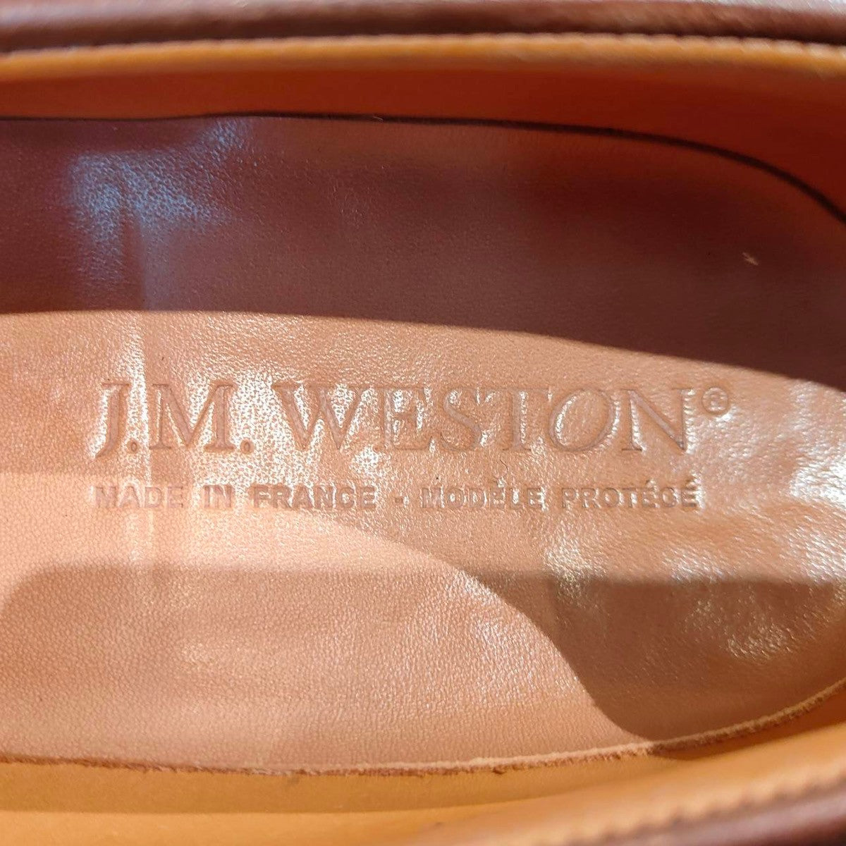 極美品【J.M.WESTON】ジェイエムウエストン アストンライン 414 スクエアトゥコインローファー カーフ ブラウン サイズUK5.5C K3ラスト