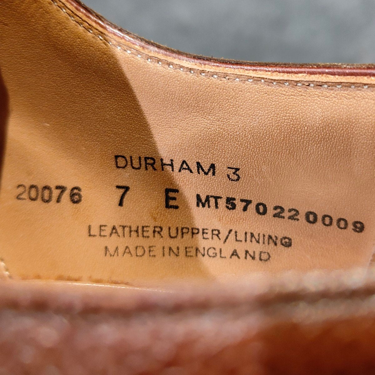 【CROCKETT&JONES】クロケット&ジョーンズ ダラム3 Uチップ グレインレザー ブラン サイズUK7E 375ラスト