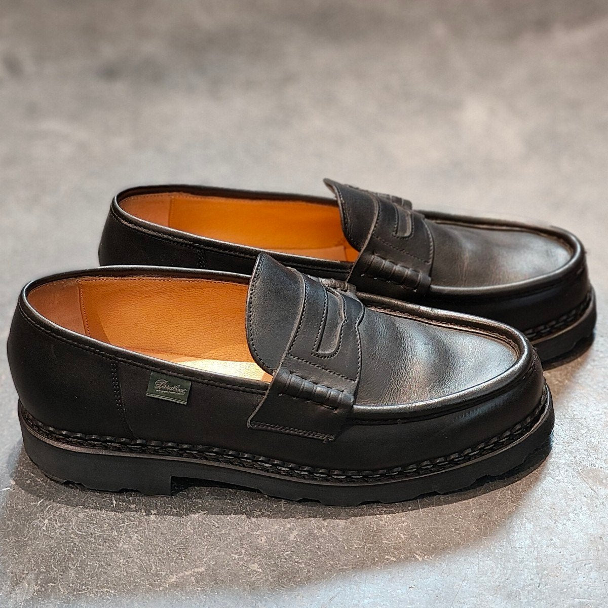 使用数回【Paraboot】パラブーツ ランス コインローファー リスレザー ブラック サイズUK8 定価¥94,600-