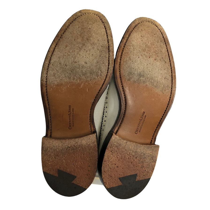 美品 【CROCKETT&JONES】クロケットアンドジョーンズ チェビオット フルブローグ グレインレザーカーフコンビ ブラックホワイト サイズ UK5.5E