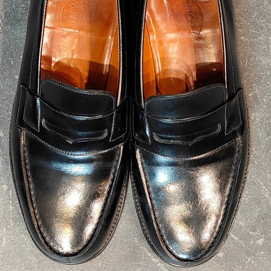 美品 【J.M.WESTON】ジェイエムウエストン 180 シグニチャーローファー 旧旧ロゴ ボックスカーフ ブラック サイズ UK6C 41ラスト 参考定価¥156,200-