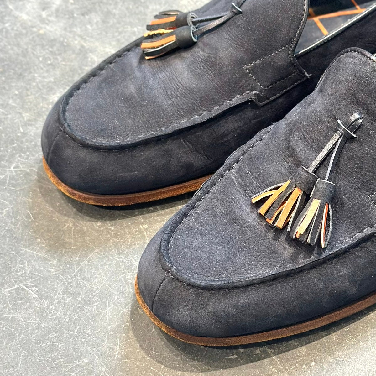 美品 【J.M.WESTON】ジェイエムウエストン タッセルローファー 286 ル・モック パンピーユ  ネイビー スエード サイズUK5.5D