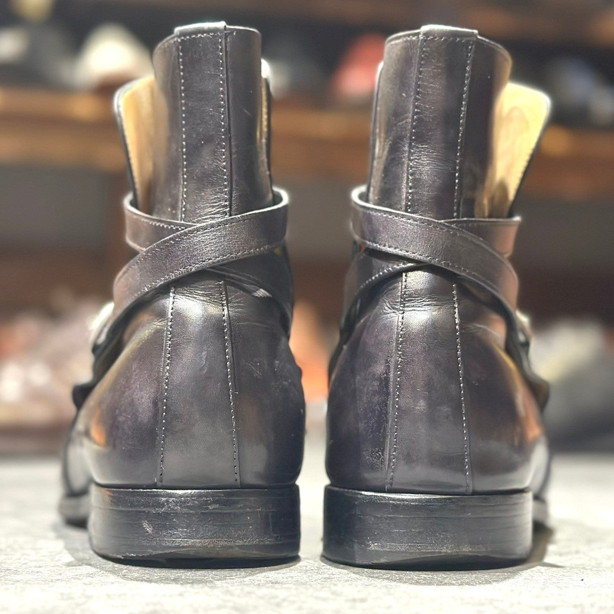 【JOHNLOBB】ジョンロブ ジョッパーブーツ ブラック ミュージアムカーフ サイズ UK8.5E 8695Bラスト