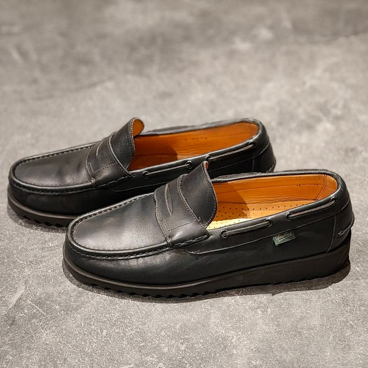 希少【PARABOOT】パラブーツ 0514 コインローファー ビームス別注 カーフ ネイビー サイズUK7